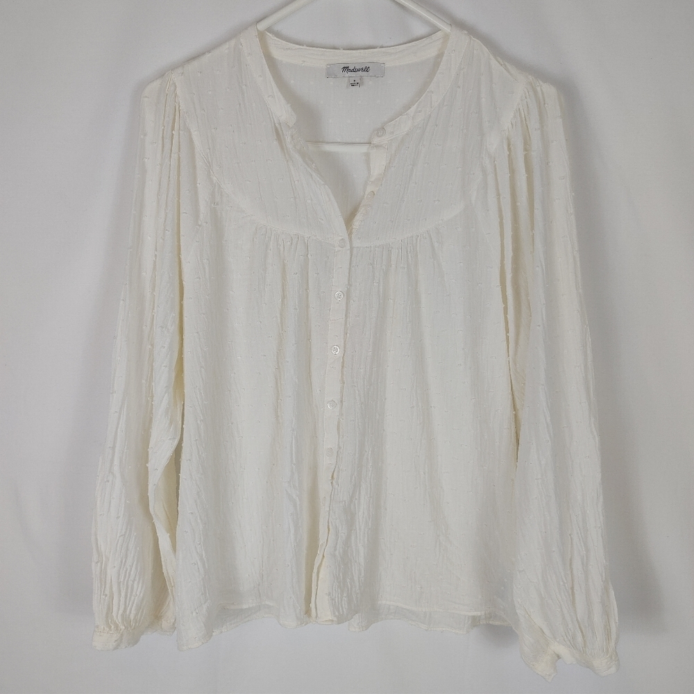 Madewell Balloon sleeve Peasant Top in Clipdot sz
